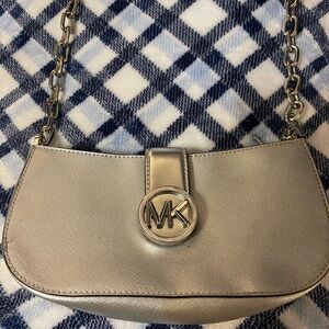 Michael Kors Silver Clutch with Chain Strap